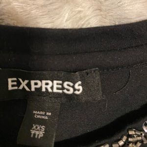 Women’s Black Top with Embellished Neckline